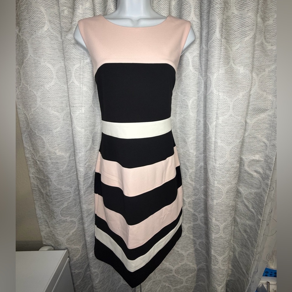 Tommy Hilfiger Colorblock Dress Pink Black White Size 14
